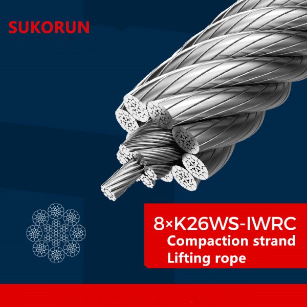 resistant and durable Compaction strand  Lifting rope 8XK26WS-IWRC