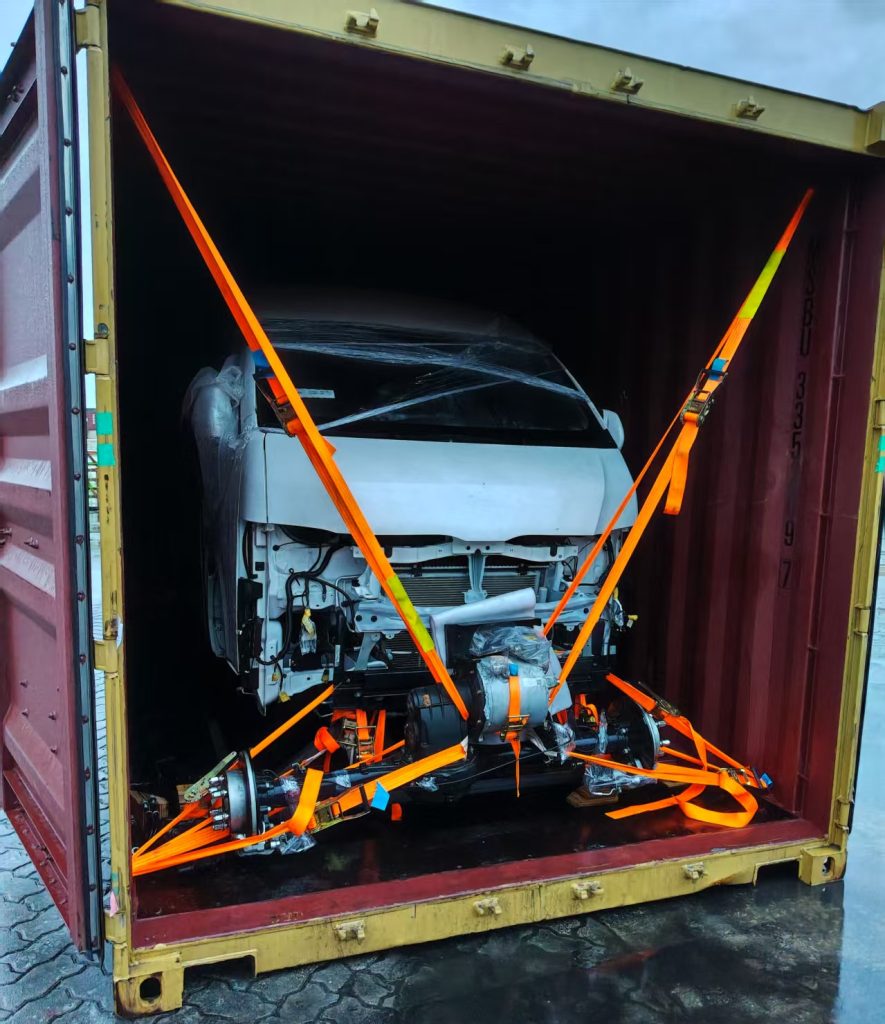 Sukorun's highly optimized SKD shipping configuration, maximizing container space and reducing import tariffs for global fleet partners.
